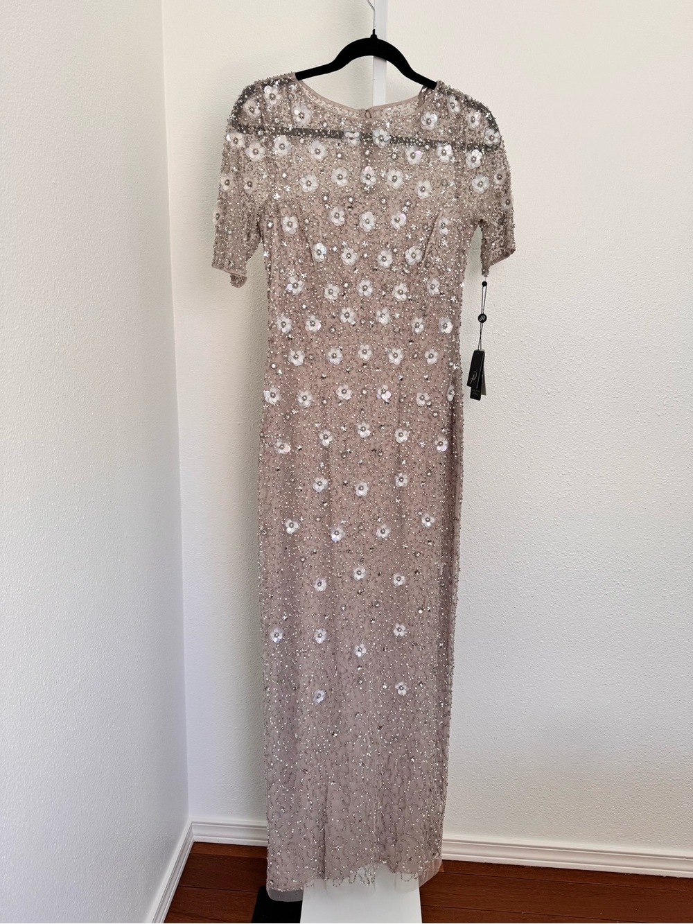 Adrianna Papell Women's Biscotti Beaded Long Evening Gown Size 2 NEW